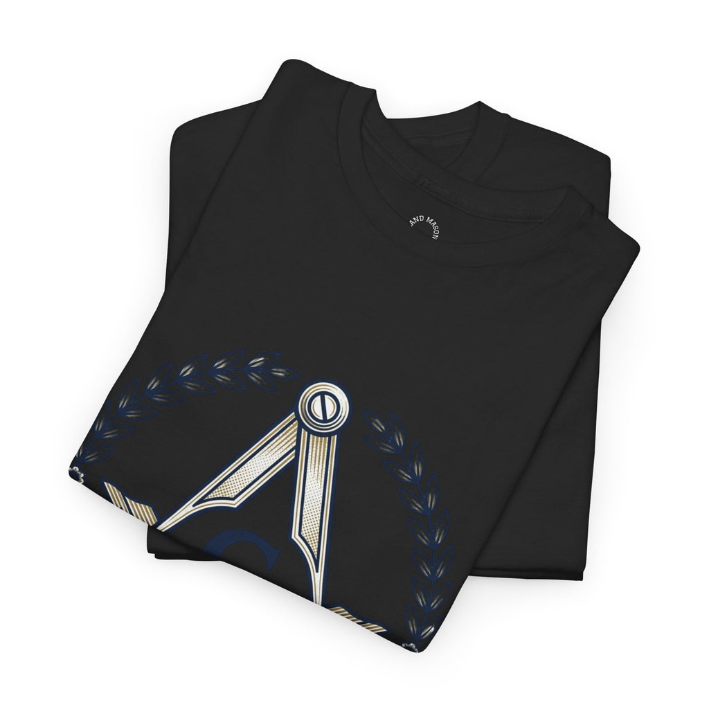 Masonic Square & Compass Graphic Tee — Blue Emblem Freemason Symbol T-Shirt
