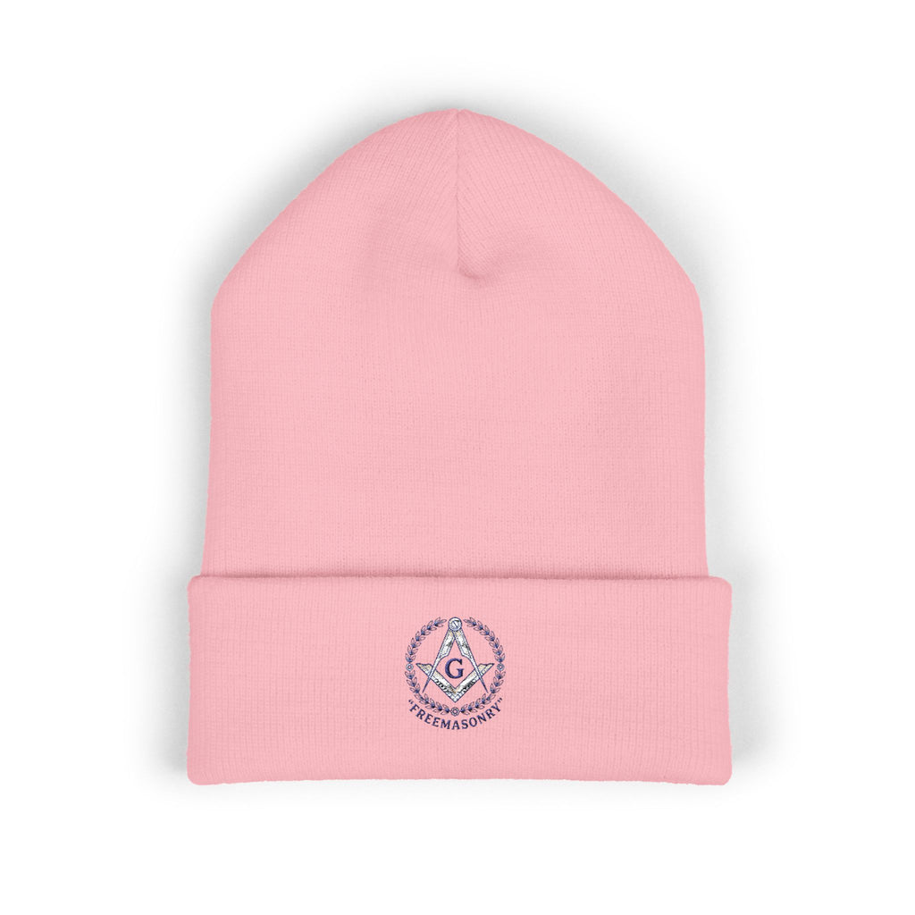 Embroidered Classic Cuffed Beanie — Minimal Freemason Seal