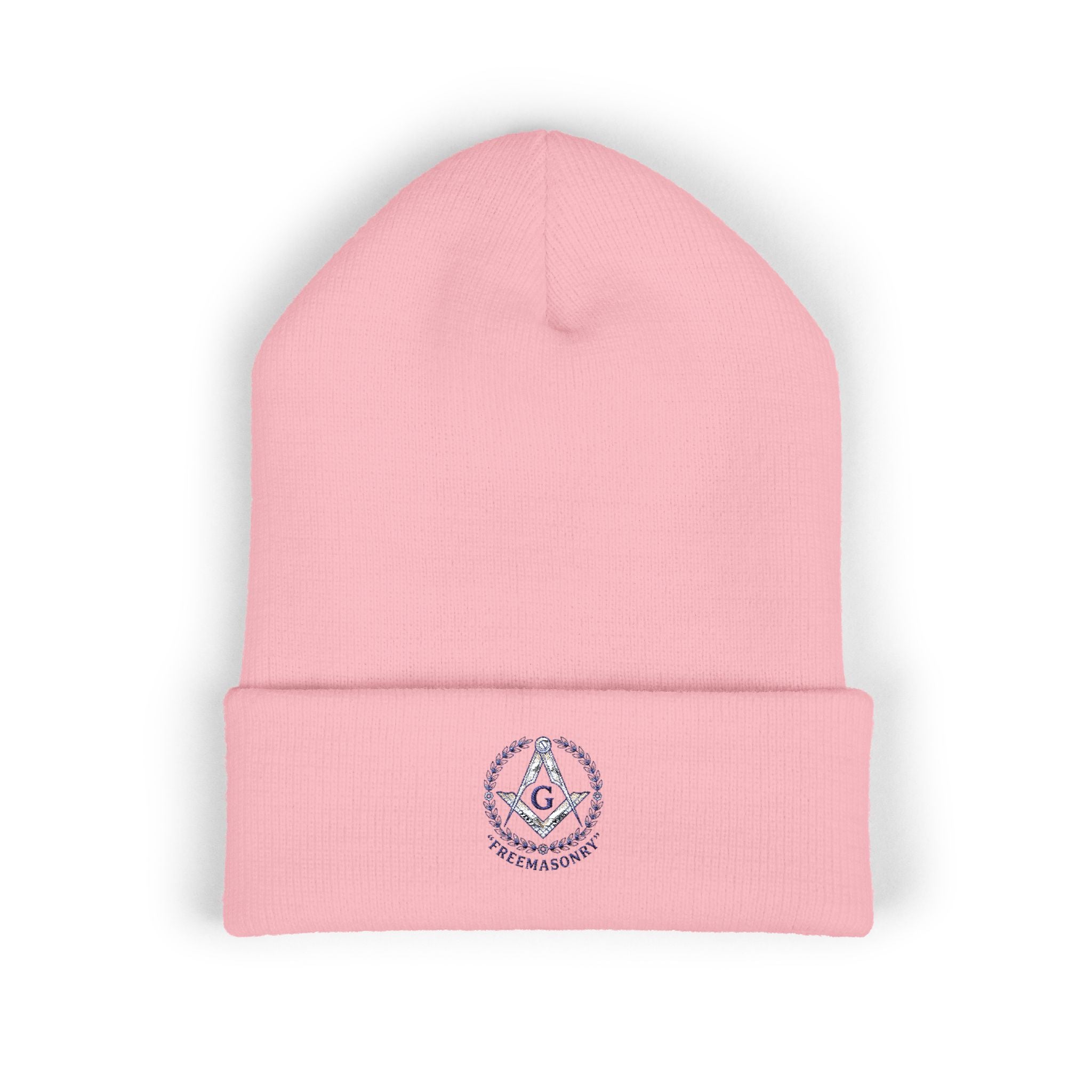 Embroidered Classic Cuffed Beanie — Minimal Freemason Seal