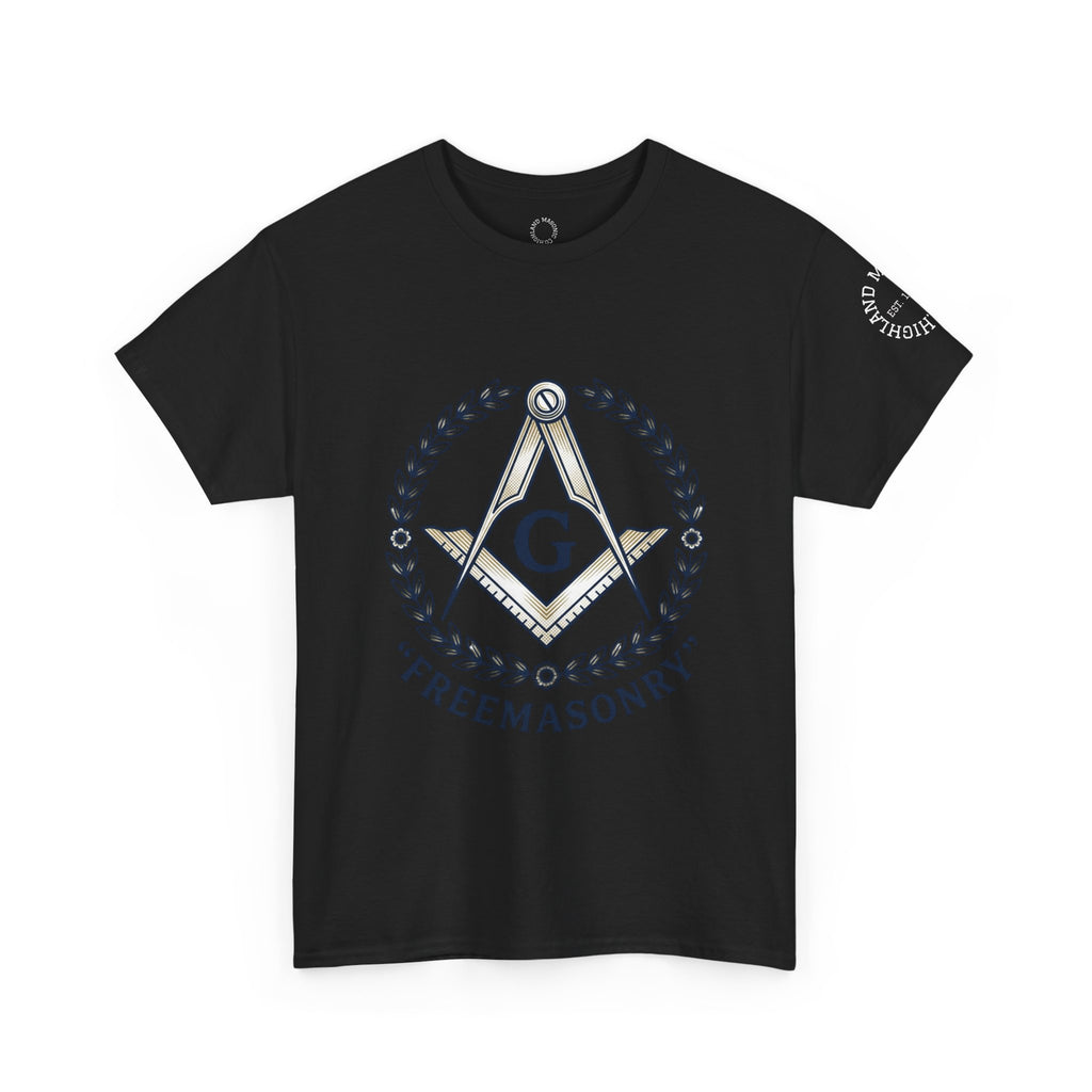 Masonic Square & Compass Graphic Tee — Blue Emblem Freemason Symbol T-Shirt