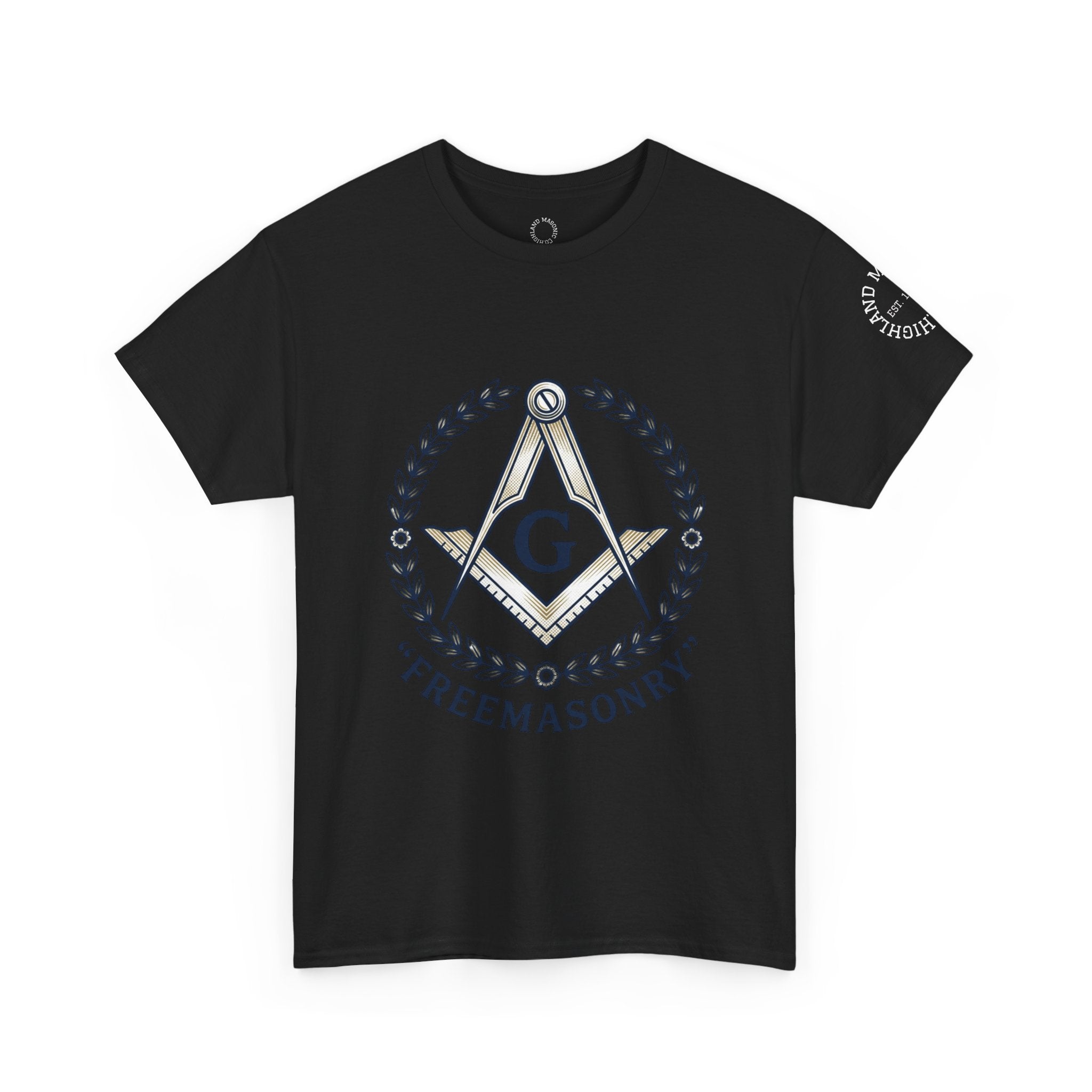 Masonic Square & Compass Graphic Tee — Blue Emblem Freemason Symbol T-Shirt